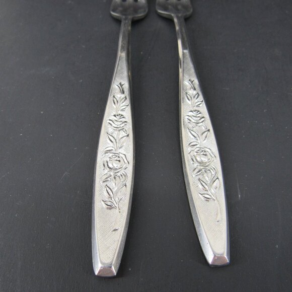 Eldan Stainless Steel ELD18 Pattern Textured Roses Cocktail Seafood Forks 4 - Picture 3 of 10